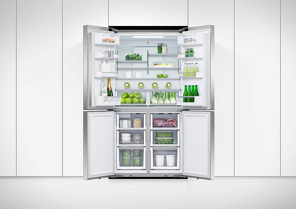Alt View 2. Fisher & Paykel - 36-In 18.9 cu ft Freestanding Quad Door Refrigerator - Stainless Steel.