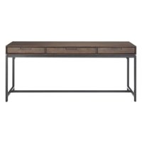 Simpli Home - Banting Rectangular Mid-Century Modern Industrial Solid Rubberwood 3-Drawer Table - Walnut Brown - Front_Zoom