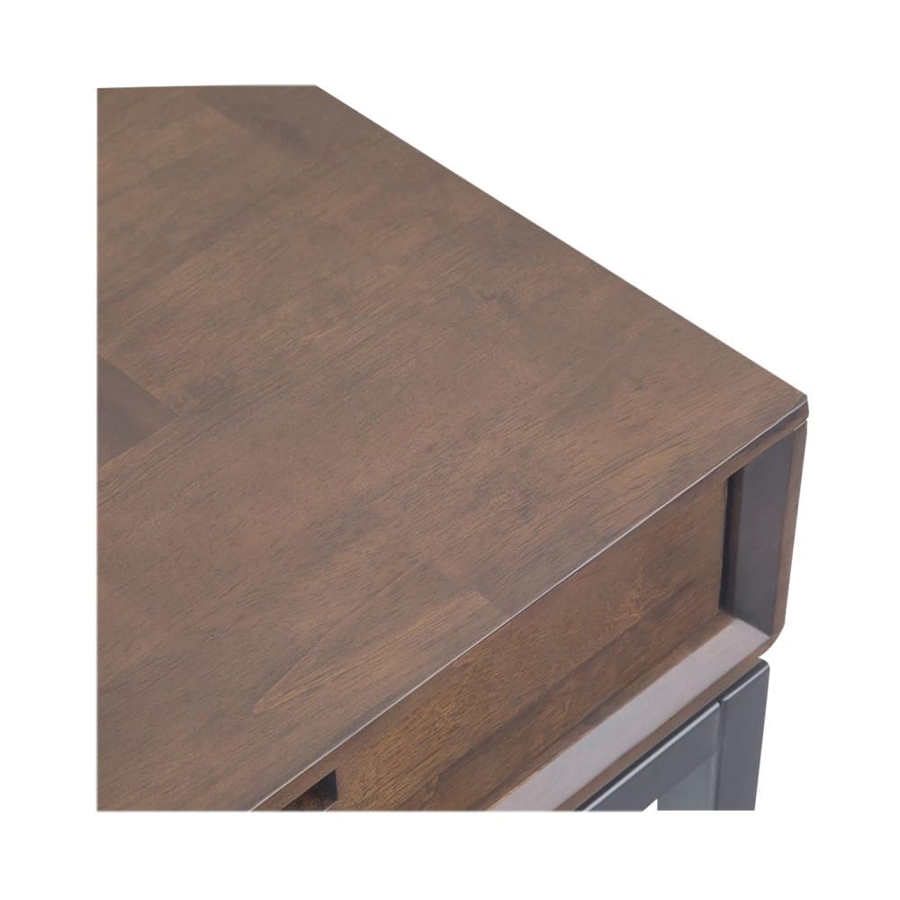 Alt View 14. Simpli Home - Banting Rectangular Mid-Century Modern Industrial Solid Rubberwood 3-Drawer Table - Walnut Brown.