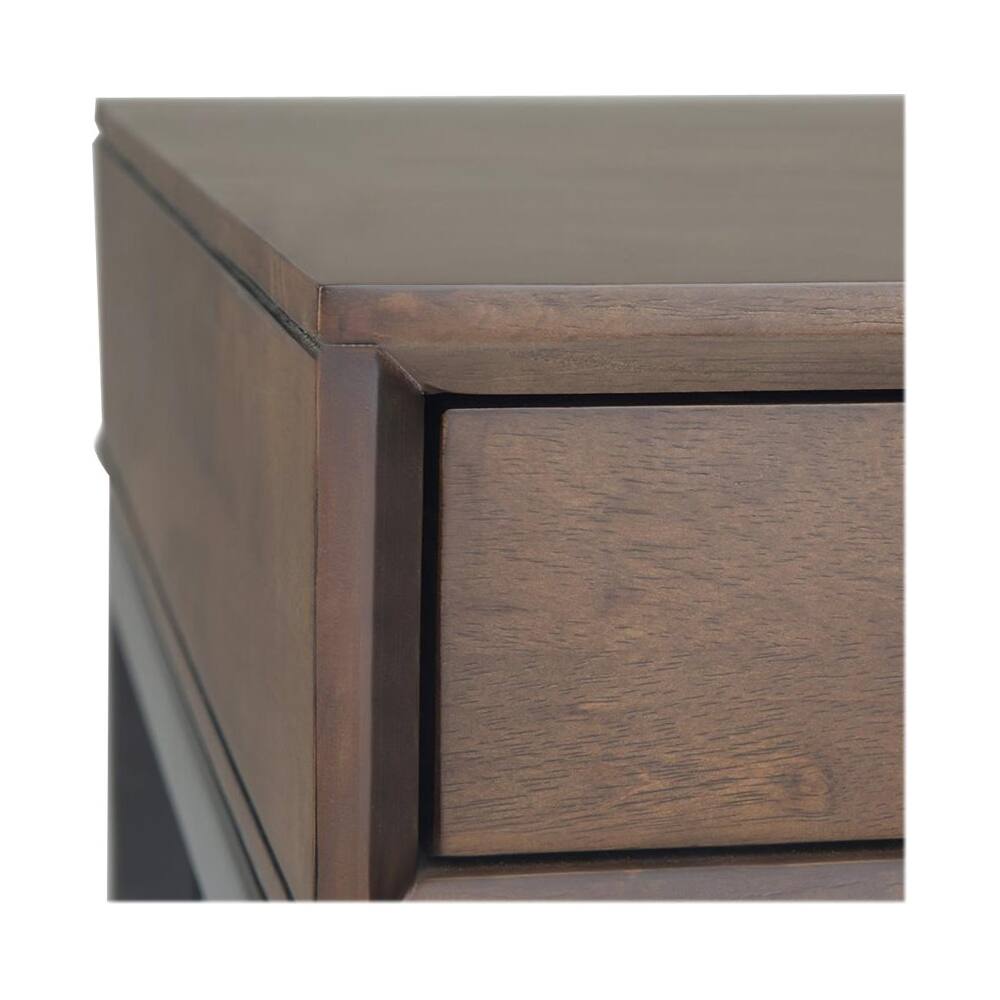 Alt View 15. Simpli Home - Banting Rectangular Mid-Century Modern Industrial Solid Rubberwood 3-Drawer Table - Walnut Brown.
