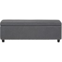 Simpli Home - Kingsley Rectangular Transitional Foam/Plywood Bench Ottoman With Inner Storage - Stone Gray - Front_Zoom