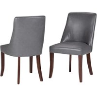 Simpli Home - Walden Contemporary Faux Leather & High-Density Foam Dining Chairs (Set of 2) - Stone Gray - Front_Zoom