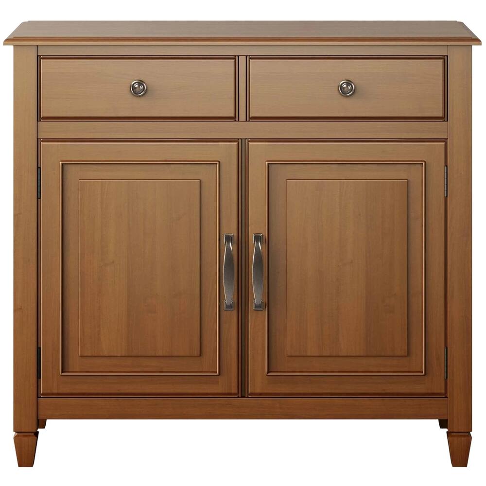 Front. Simpli Home - Connaught Traditional Wood Entryway Storage Cabinet - Light Golden Brown.