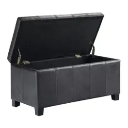 Simpli Home - Dover Rectangular Contemporary Wood/Foam Bench Ottoman With Inner Storage - Distressed Black