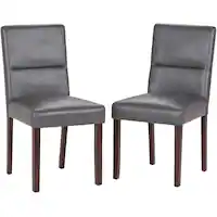 Simpli Home - Ashford 4-Leg Faux Leather and High-Density Foam Dining Chairs (Set of 2) - Stone Gray - Front_Zoom