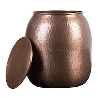 Simpli Home - Griffen Round Contemporary Iron Accent Side Table - Antique Copper - Front_Zoom