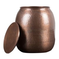 Simpli Home - Griffen Round Contemporary Iron Accent Side Table - Antique Copper - Front_Zoom