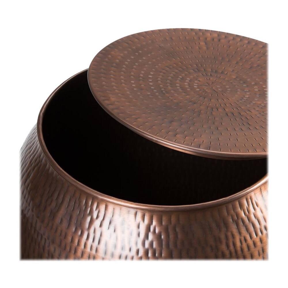 Alt View 13. Simpli Home - Griffen Round Contemporary Iron Accent Side Table - Antique Copper.