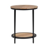Simpli Home - Jenna Round Contemporary Mango Wood Accent Side Table - Natural - Front_Zoom