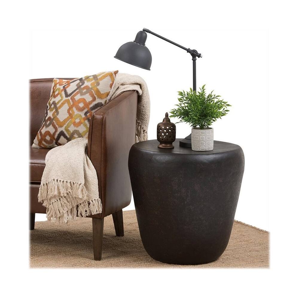 Alt View 14. Simpli Home - Garvy Round Contemporary Iron Accent Side Table - Rustic Bronze.