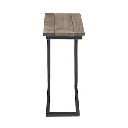 Front. Simpli Home - Skyler SOLID MANGO WOOD and Metal 18 inch Wide Rectangle Industrial C Side Table in Beach Brown, Fully Assembled - Beach Brown.