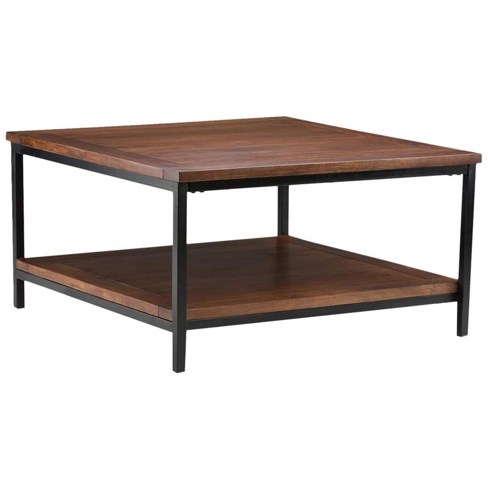 Front Zoom. Simpli Home - Skyler Rectangular Modern Solid Mango Wood Coffee Table - Dark Cognac Brown.