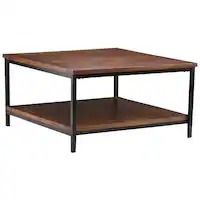 Simpli Home - Skyler Rectangular Modern Solid Mango Wood Coffee Table - Dark Cognac Brown - Front_Zoom