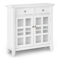 Simpli Home - Acadian SOLID WOOD 36 inch Wide Transitional Entryway Hallway Storage Cabinet in - White - Front_Zoom