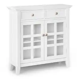 Simpli Home - Acadian SOLID WOOD 36 inch Wide Transitional Entryway Hallway Storage Cabinet - White