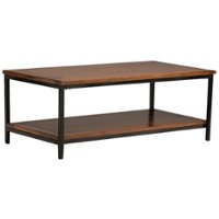 Simpli Home - Skyler Rectangular Modern Solid Mango Wood Coffee Table - Dark Cognac Brown - Front_Zoom