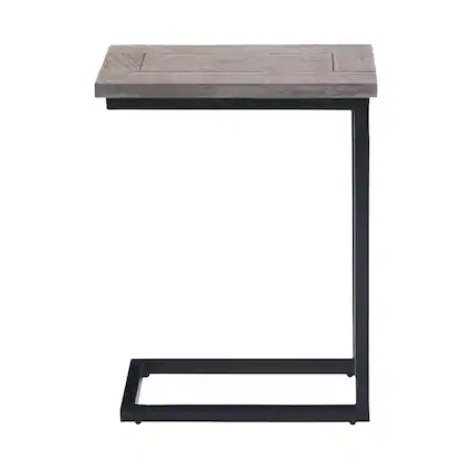 Front. Simpli Home - Skyler SOLID MANGO WOOD and Metal 18 inch Wide Rectangle Industrial C Side Table in Birch, Fully Assembled - Birch.