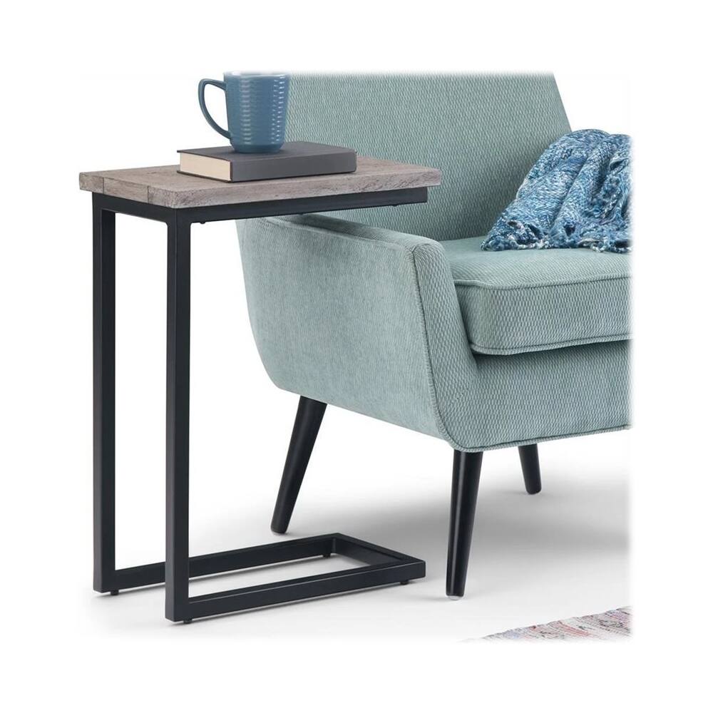 Left. Simpli Home - Skyler SOLID MANGO WOOD and Metal 18 inch Wide Rectangle Industrial C Side Table in Birch, Fully Assembled - Birch.