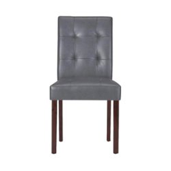 Simpli Home - Andover Contemporary Faux Leather & High-Density Foam Dining Chairs (Set of 2) - Stone Gray - Front_Zoom