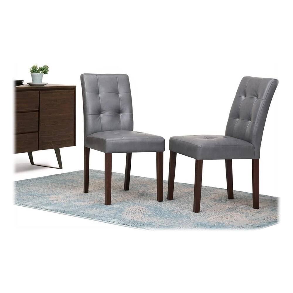 Alt View 15. Simpli Home - Andover Contemporary Faux Leather & High-Density Foam Dining Chairs (Set of 2) - Stone Gray.