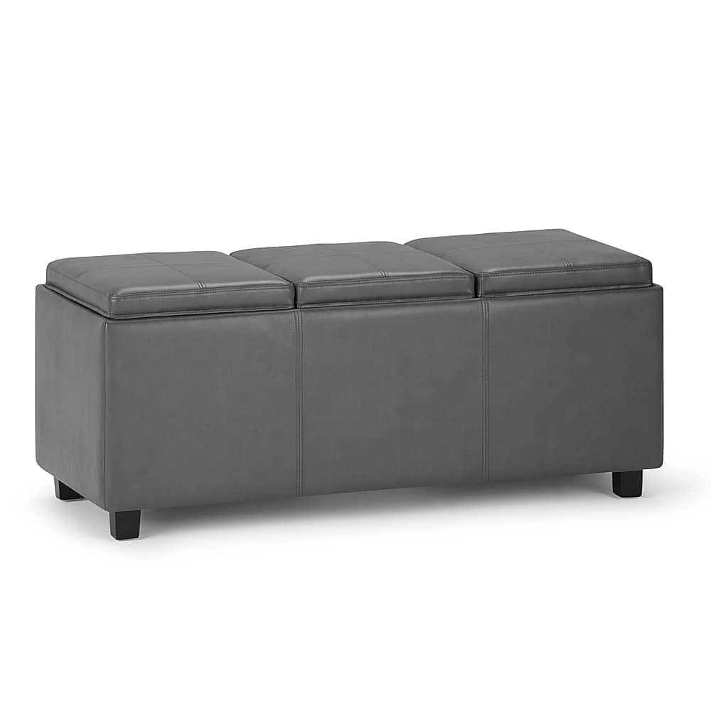 Angle View: Simpli Home - Avalon 42 inch Wide Contemporary Rectangle Storage Ottoman - Stone Gray