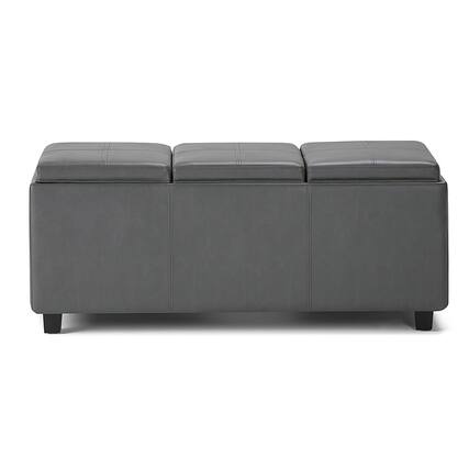 Front. Simpli Home - Avalon 42 inch Wide Contemporary Rectangle Storage Ottoman - Stone Gray.