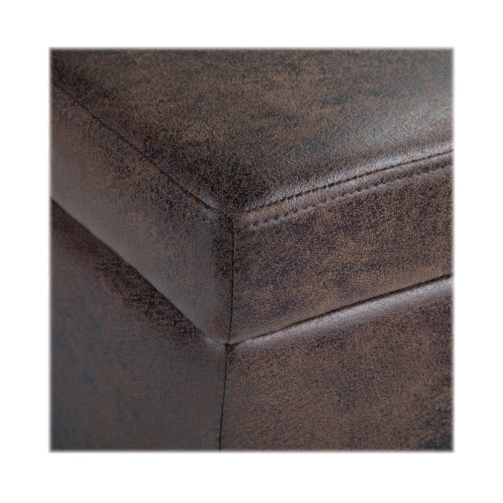 Alt View 15. Simpli Home - Avalon Rectangular Contemporary Wood/Foam Bench Ottoman With Inner Storage - Distressed Brown.