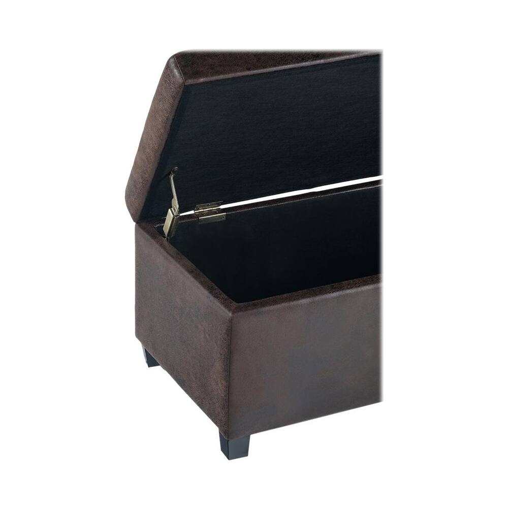Alt View 16. Simpli Home - Avalon Rectangular Contemporary Wood/Foam Bench Ottoman With Inner Storage - Distressed Brown.