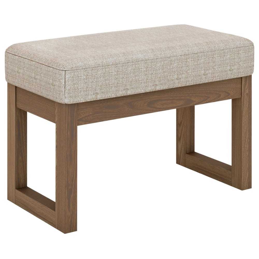 Left View: Simpli Home - Milltown Rectangular Contemporary Wood/Foam Bench Ottoman - Platinum