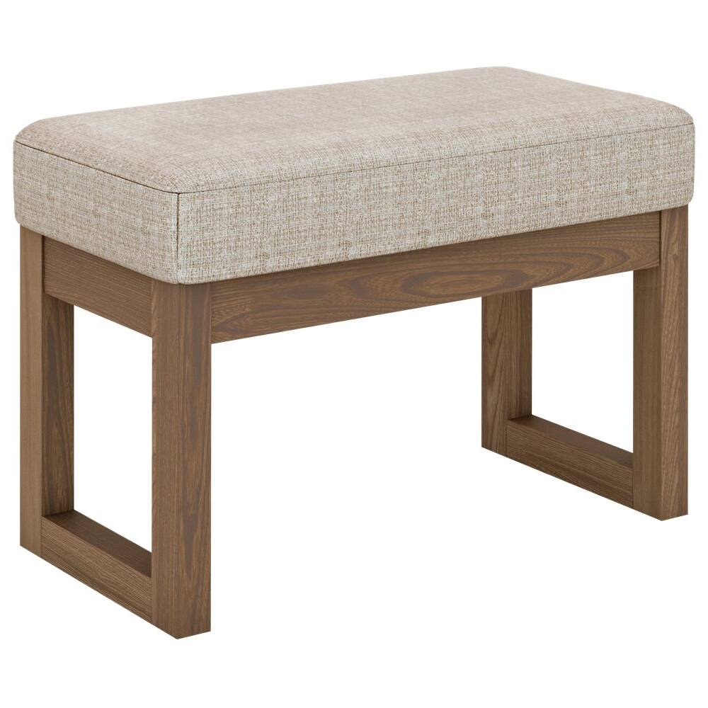 Left. Simpli Home - Milltown Rectangular Contemporary Wood/Foam Bench Ottoman - Platinum.