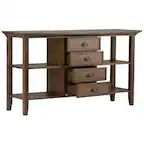 Front. Simpli Home - Redmond SOLID WOOD 54 inch Wide Transitional Console Sofa Table in Rustic Natural Aged Brown - Natural Aged Brown.