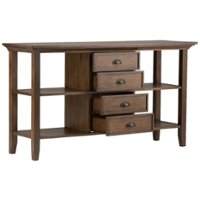 Simpli Home - Redmond Rectangular Rustic Wood 4-Drawer Console Table - Natural Aged Brown - Front_Zoom