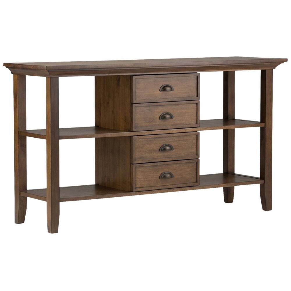Left. Simpli Home - Redmond SOLID WOOD 54 inch Wide Transitional Console Sofa Table in Rustic Natural Aged Brown - Natural Aged Brown.