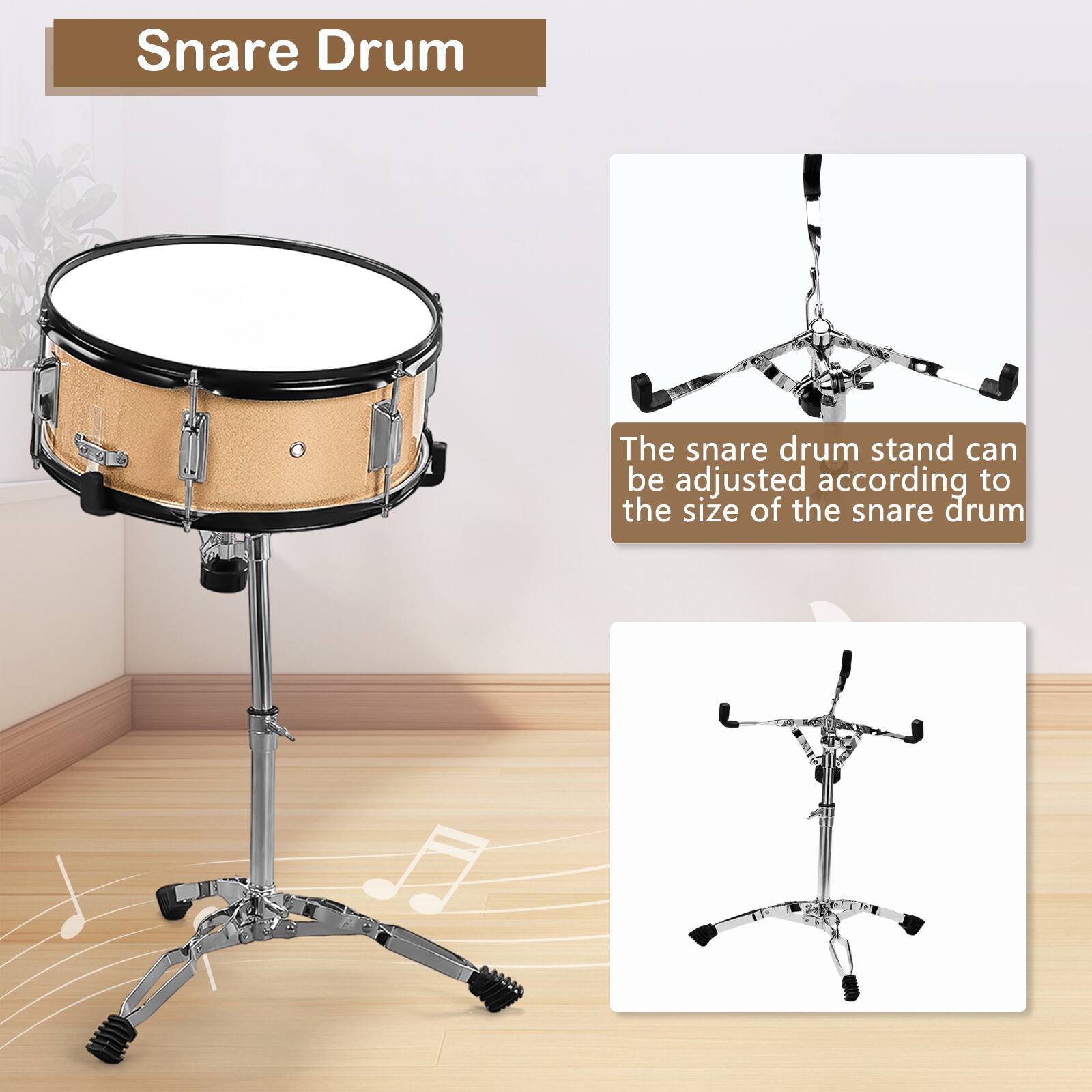 Snare Drum

The snare drum stand can be adjusted according to the size of the snare drum.