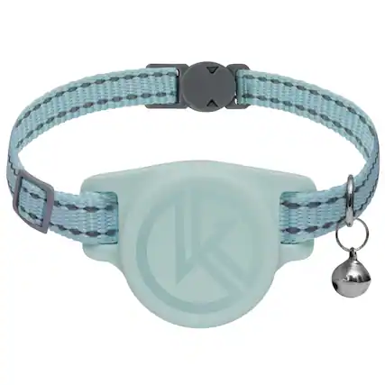 Front. Leash Valley - Airtag Holder Cat Tracking Collar - Breakaway Reflective Kitten With Air Tag And Bell For Girl Boy Cats FIND PEACE OF - Blue.