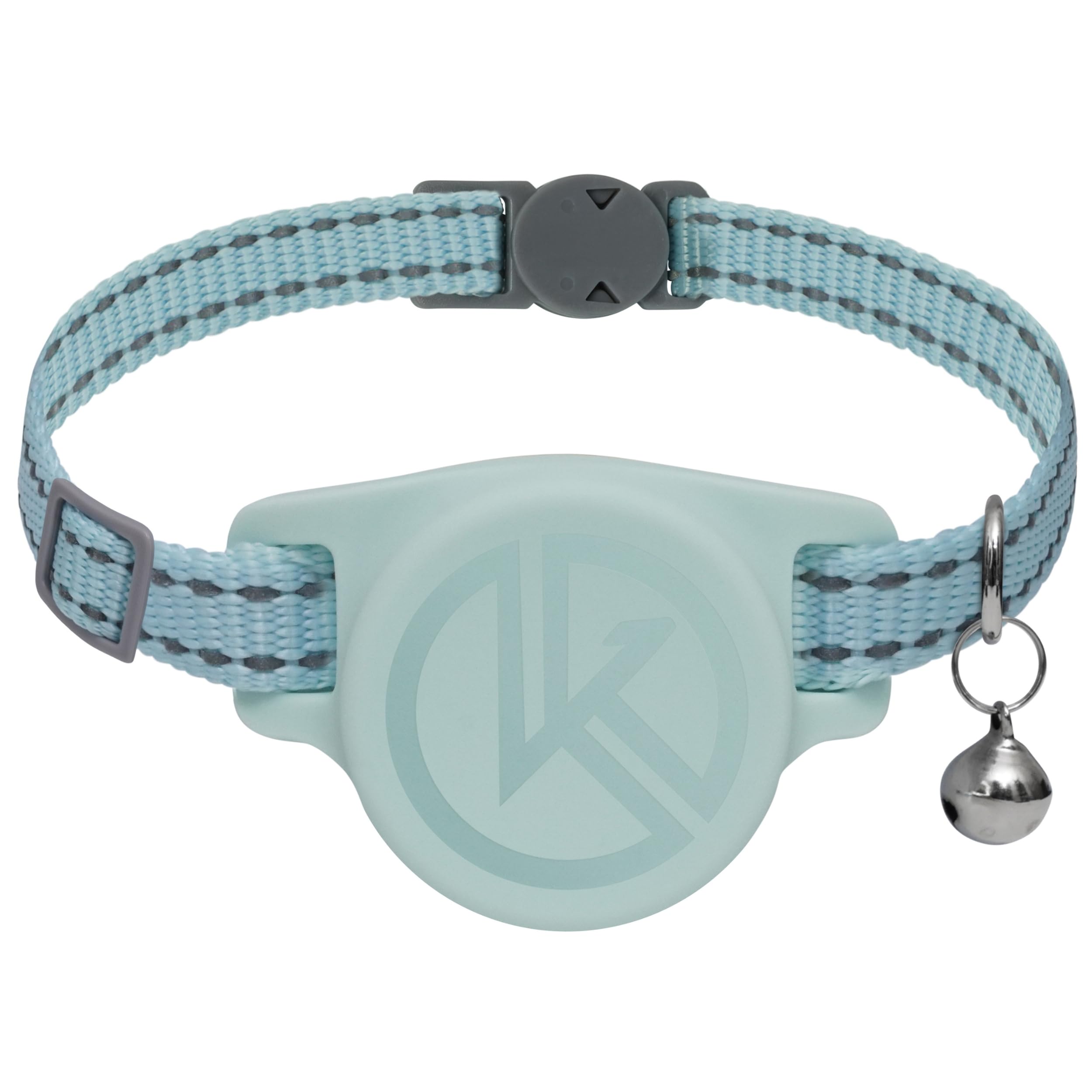 Front. Leash Valley - Airtag Holder Cat Tracking Collar - Breakaway Reflective Kitten With Air Tag And Bell For Girl Boy Cats FIND PEACE OF - Blue.