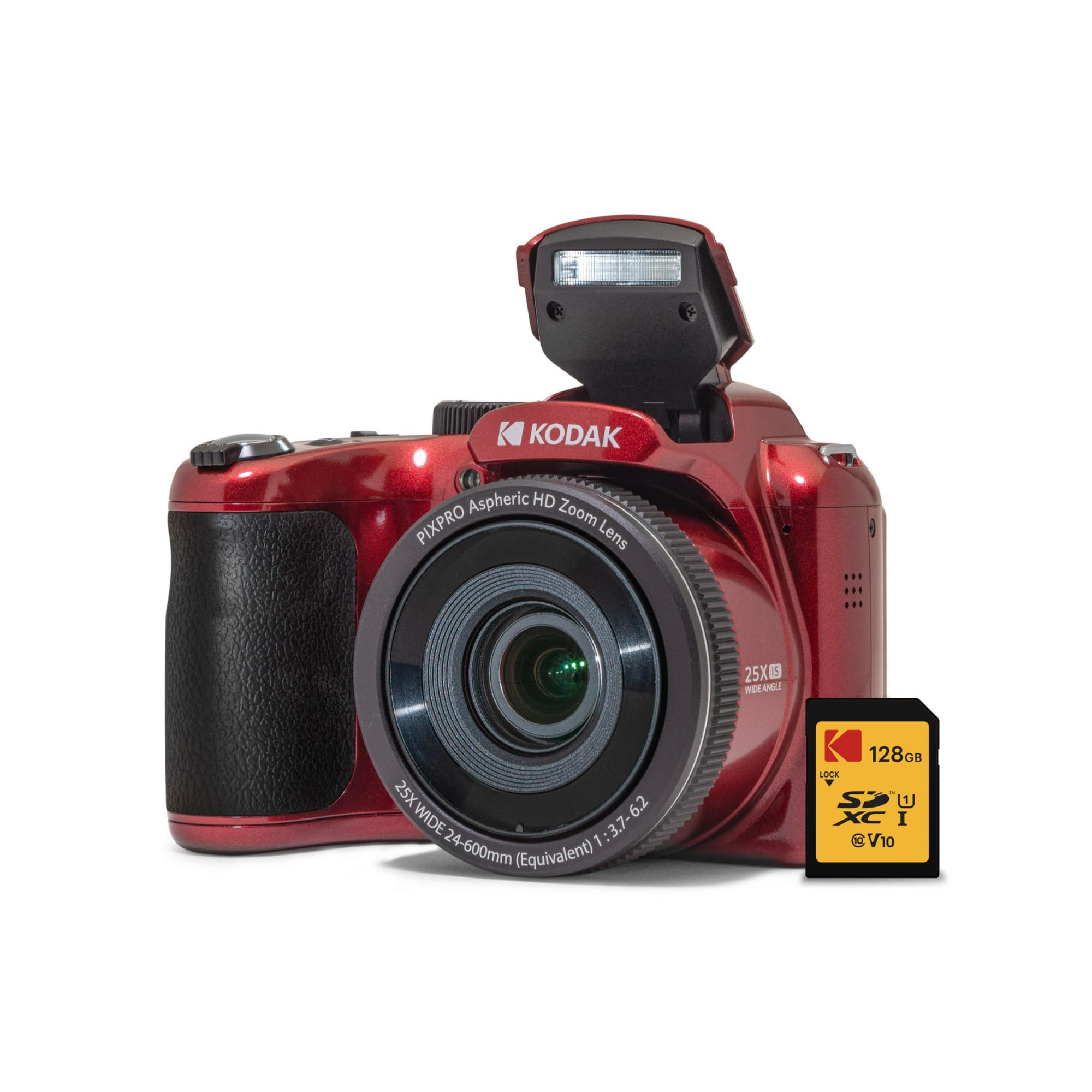 Kodak - PIXPRO AZ255 Astro Zoom 16MP Digital Camera with 128GB SDXC Card - Red