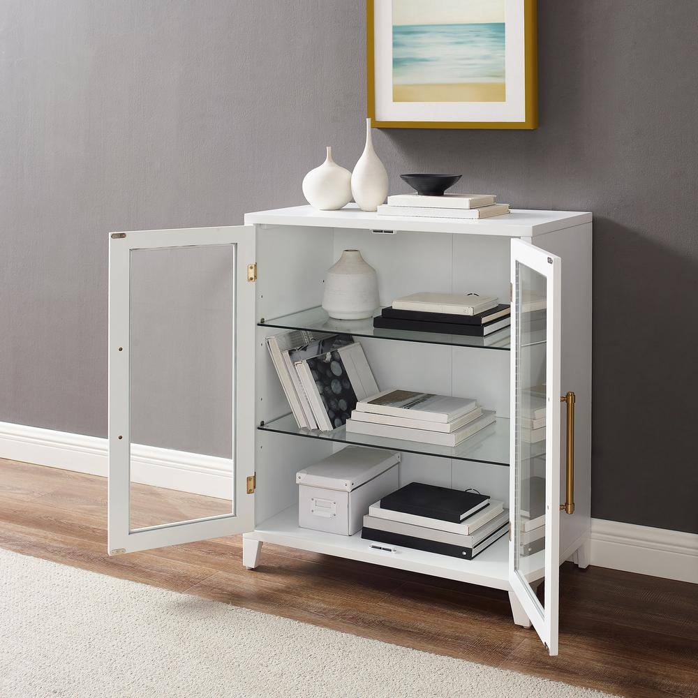 Alt View 7. Crosley Furniture - Roarke Stackable Glass Door Kitchen Pantry Storage Cabinet - White.