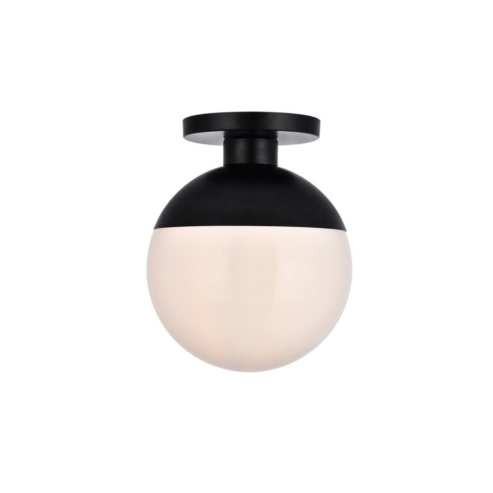 Alt View 3. Living District - Eclipse 1 Light Black Flush Mount With Frosted White Glass - Black And Frosted White.