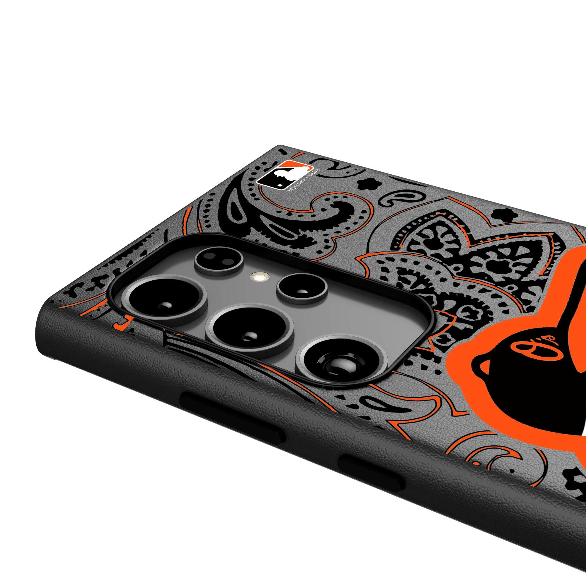 Alt View 3. Keyscaper - Baltimore Orioles Paisley Galaxy Magnetic Bump Case - S24 - Black.
