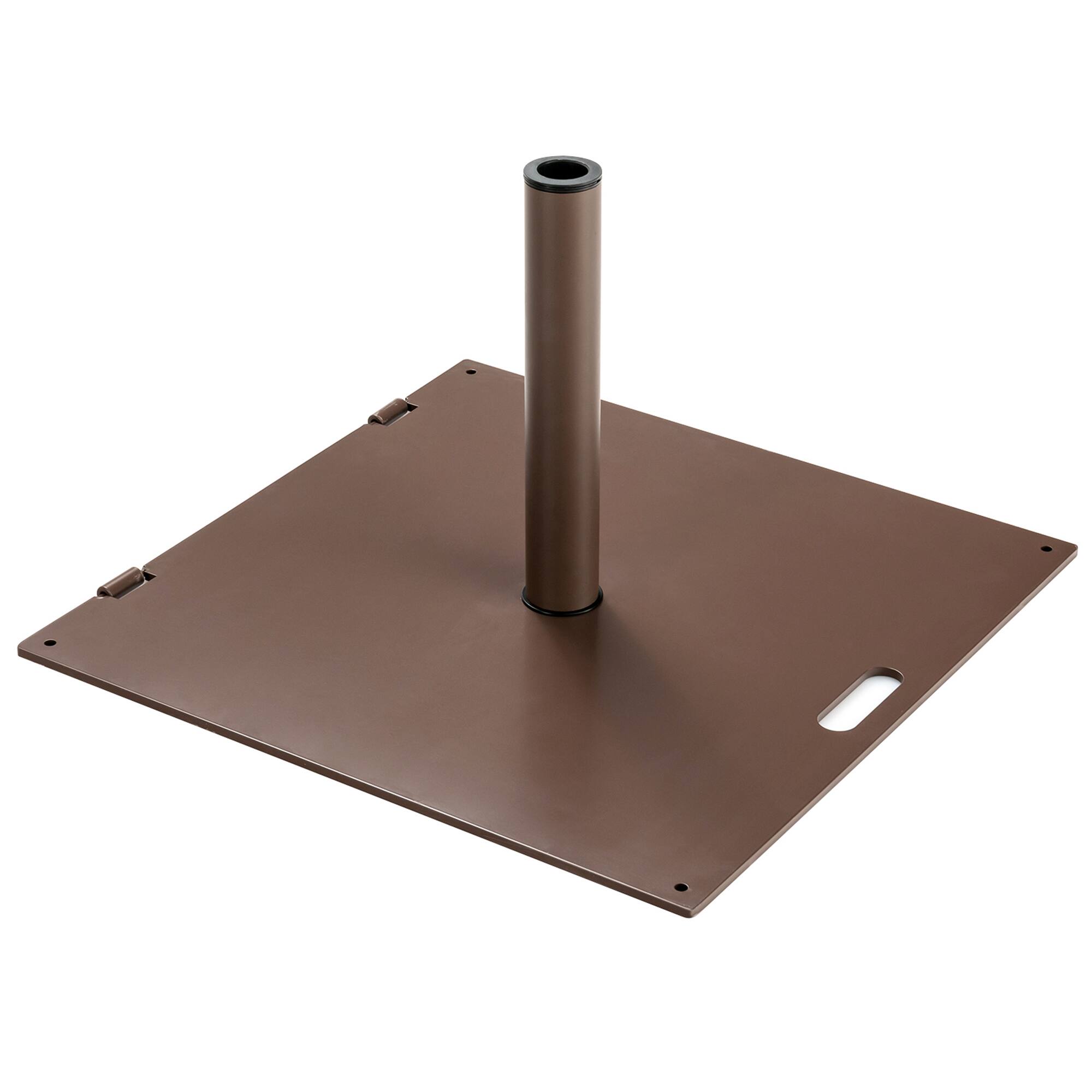 Front. Gymax - Gymax Square Weighted Patio Umbrella Base Stand 50 lbs Outdoor w/ 3 Adapters - Brown.
