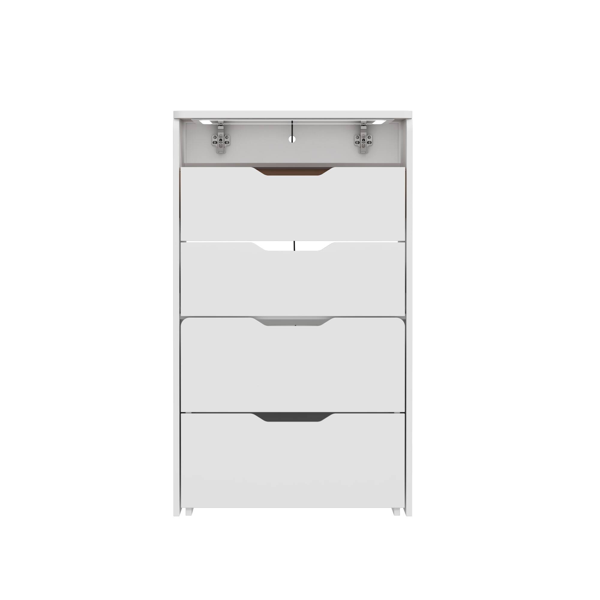 Front. Famapy - Flip - Up LED Vanity Desk with 3 - Color Lighting & Hidden Storage for Small Spaces - White.