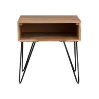 Simpli Home - Hunter SOLID MANGO WOOD and Metal 22 inch Wide Square Industrial End Side Table in - Natural - Front_Zoom