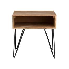Simpli Home - Hunter SOLID MANGO WOOD and Metal 22 inch Wide Square Industrial End Side Table - Natural