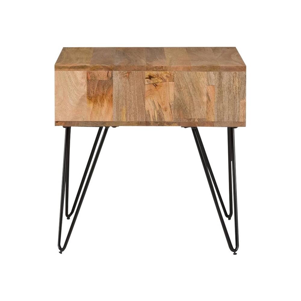 Alt View 11. Simpli Home - Hunter SOLID MANGO WOOD and Metal 22 inch Wide Square Industrial End Side Table in Natural - Natural.