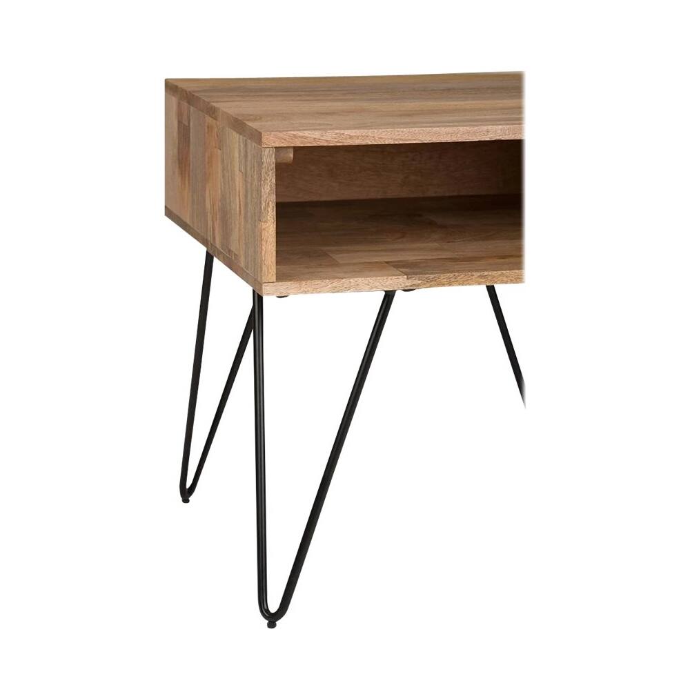 Alt View 12. Simpli Home - Hunter SOLID MANGO WOOD and Metal 22 inch Wide Square Industrial End Side Table in Natural - Natural.