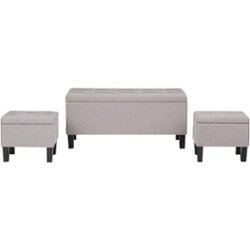 Simpli Home - Dover Rectangular Contemporary Fabric Storage Ottoman (Set of 3) - Cloud Gray - Front_Zoom