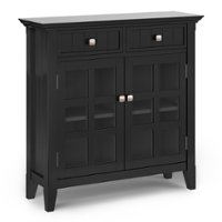 Simpli Home - Acadian SOLID WOOD 36 inch Wide Transitional Entryway Hallway Storage Cabinet in - Black - Front_Zoom