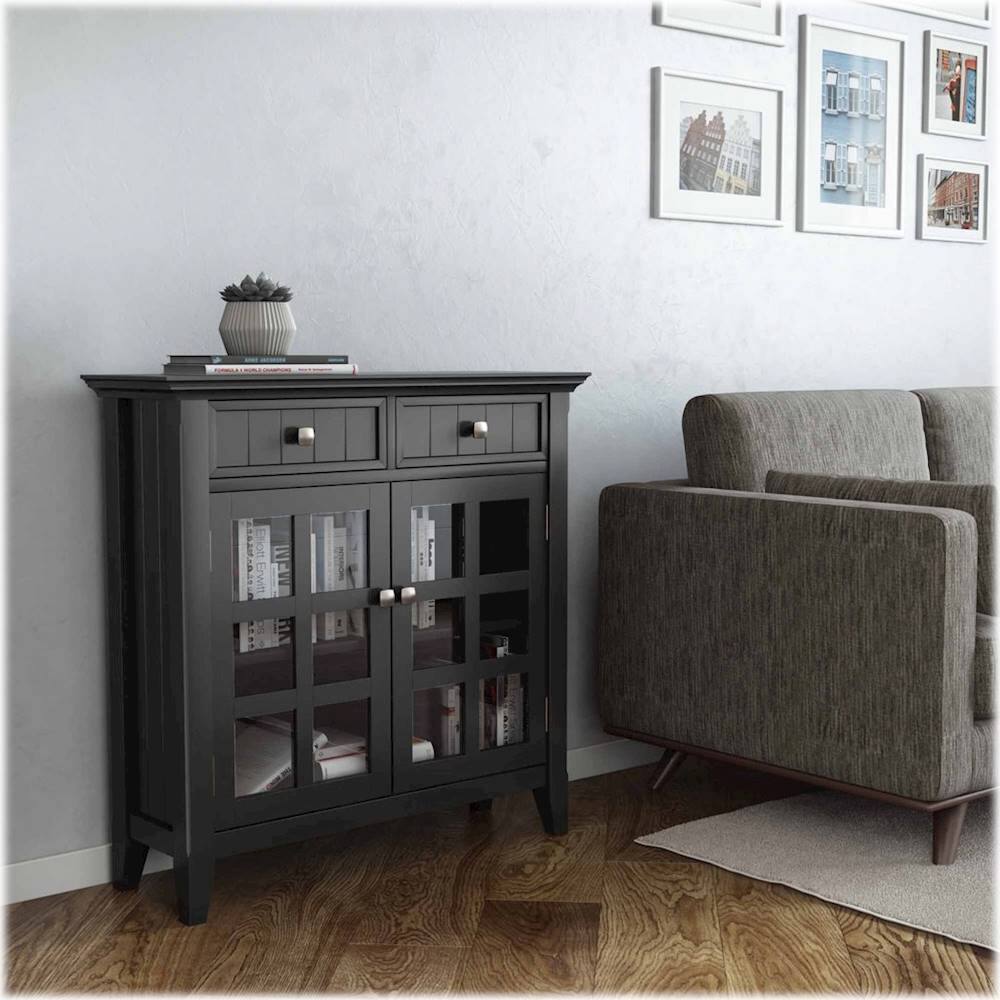 Alt View 11. Simpli Home - Acadian SOLID WOOD 36 inch Wide Transitional Entryway Hallway Storage Cabinet in Black - Black.