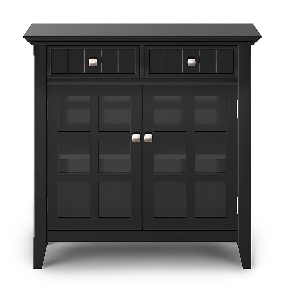 Left View: Simpli Home - Acadian SOLID WOOD 36 inch Wide Transitional Entryway Hallway Storage Cabinet in - Black